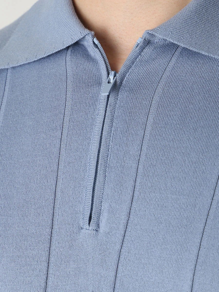 Поло хлопковое BRUNELLO CUCINELLI M2900B2025 CAS12 Голубой  Фото 5