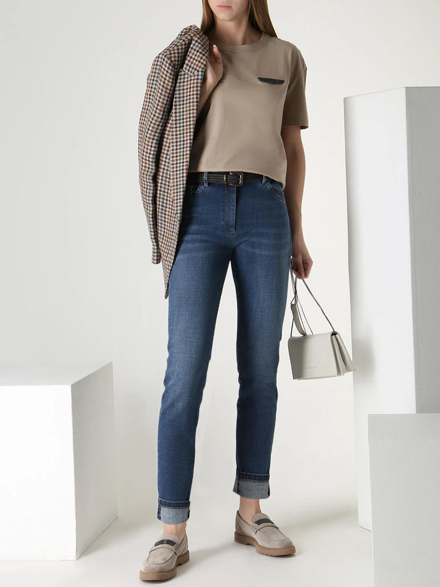 Футболка хлопковая BRUNELLO CUCINELLI M0A45EE510 C8695 Бежевый  Фото 2