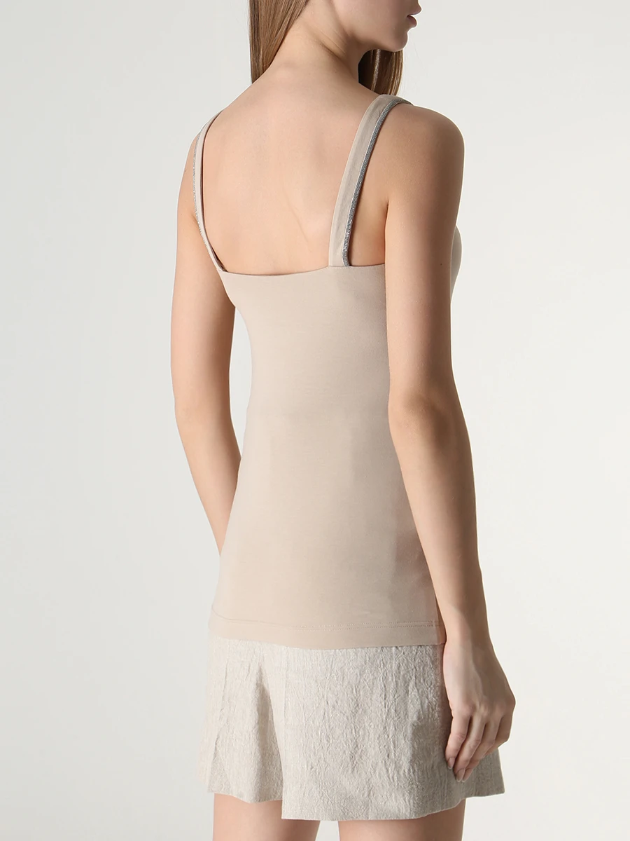 Топ хлопковый BRUNELLO CUCINELLI M0T18BA702 C8539 Бежевый  Фото 3