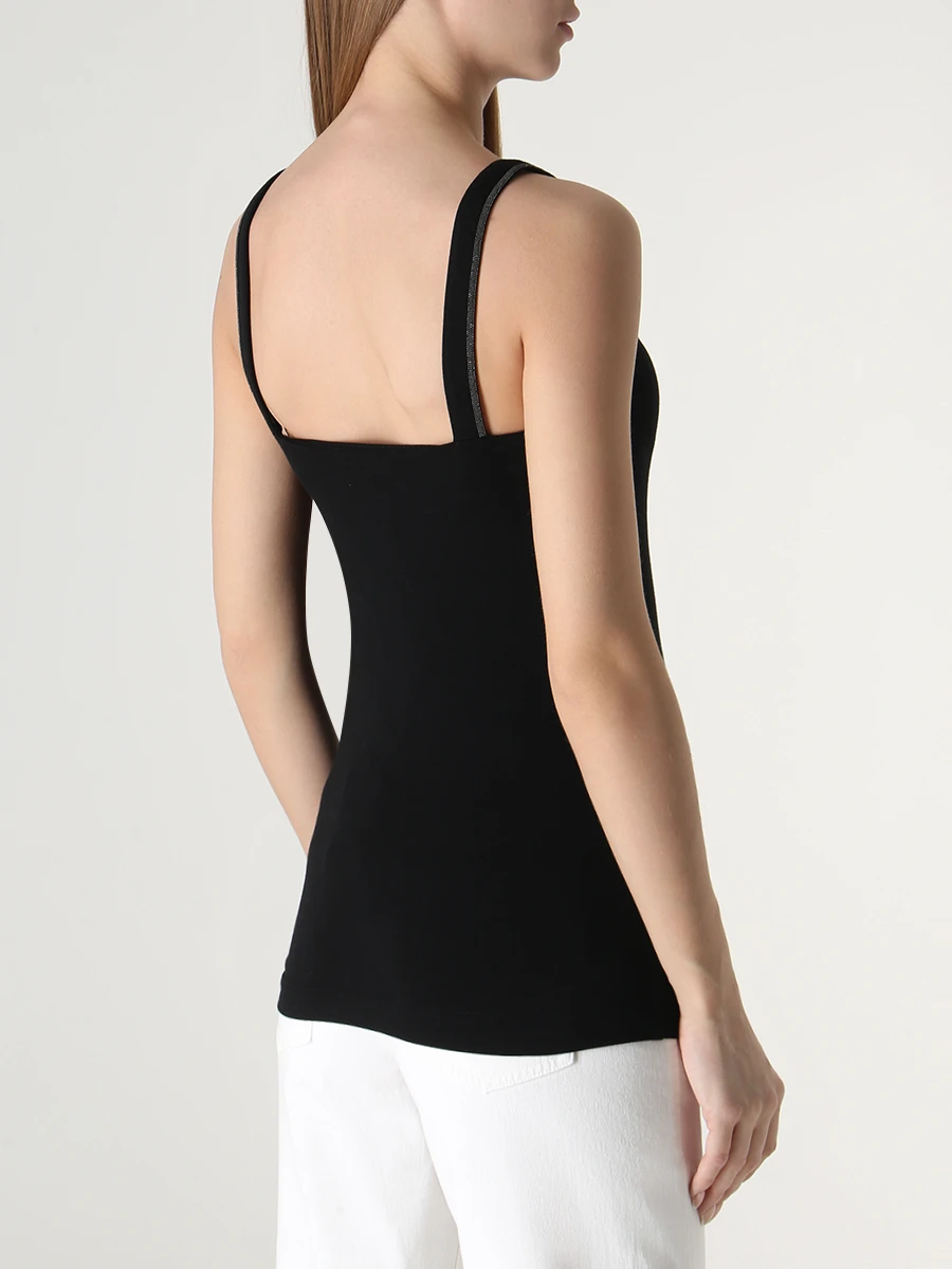 Топ хлопковый BRUNELLO CUCINELLI M0T18BA702 C101 Черный  Фото 3