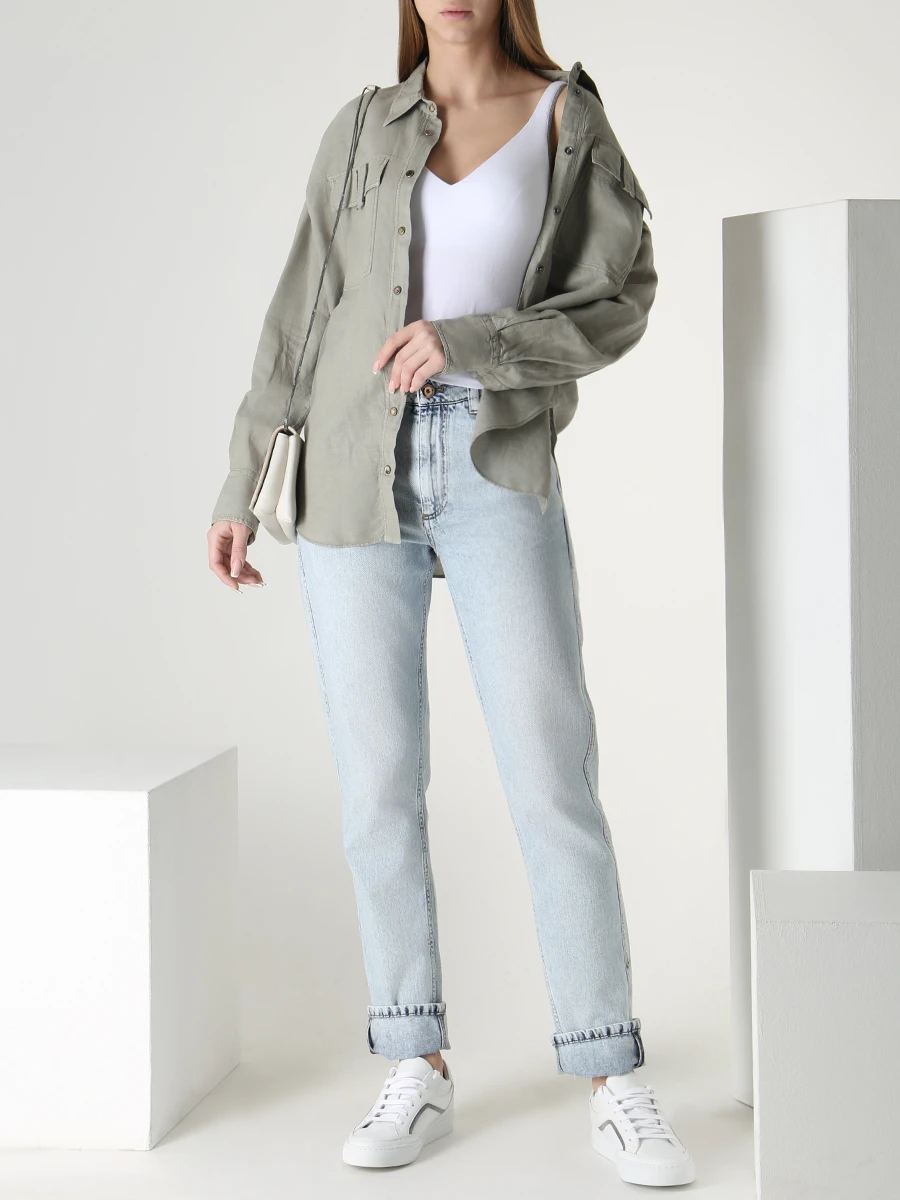 Топ хлопковый BRUNELLO CUCINELLI M0T18BA702 C159 Белый  Фото 2