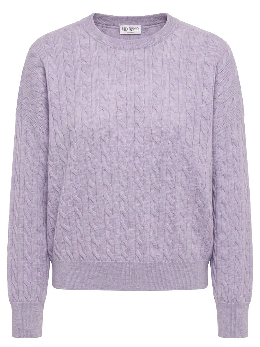 Джемпер из альпака и хлопка BRUNELLO CUCINELLI MER00B1069 C8717 Сиреневый 
