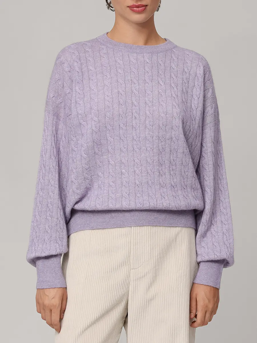 Джемпер из альпака и хлопка BRUNELLO CUCINELLI MER00B1069 C8717 Сиреневый  Фото 4