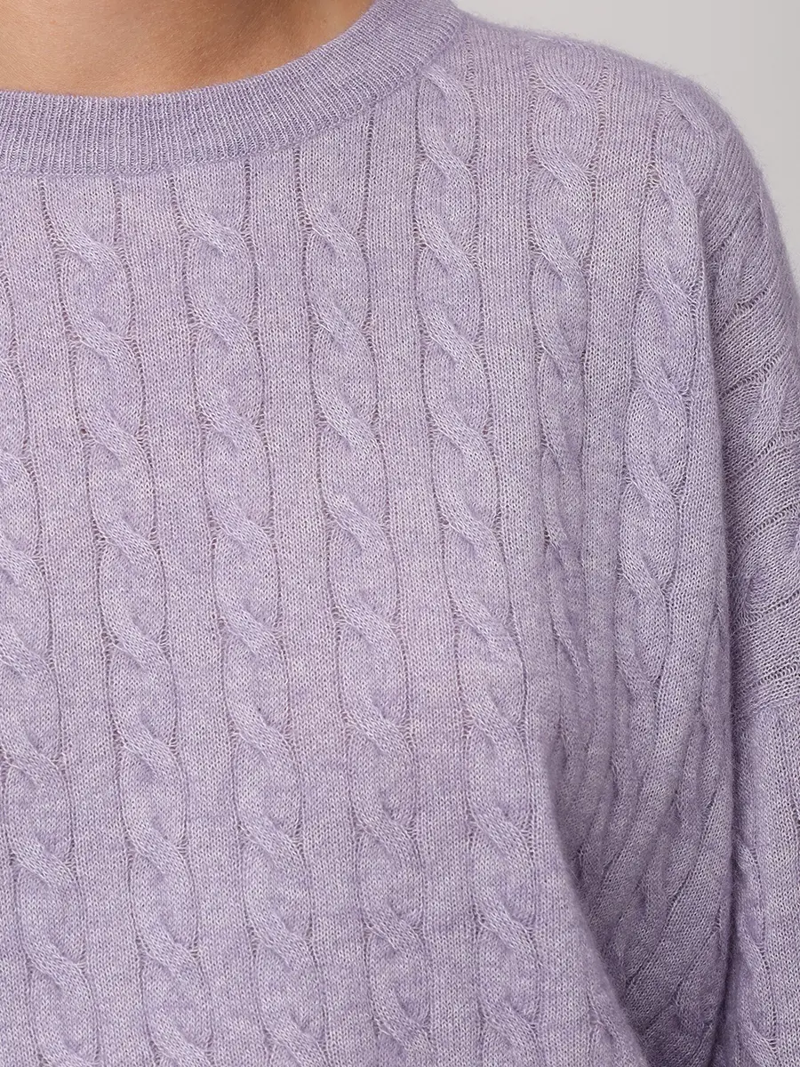 Джемпер из альпака и хлопка BRUNELLO CUCINELLI MER00B1069 C8717 Сиреневый  Фото 5