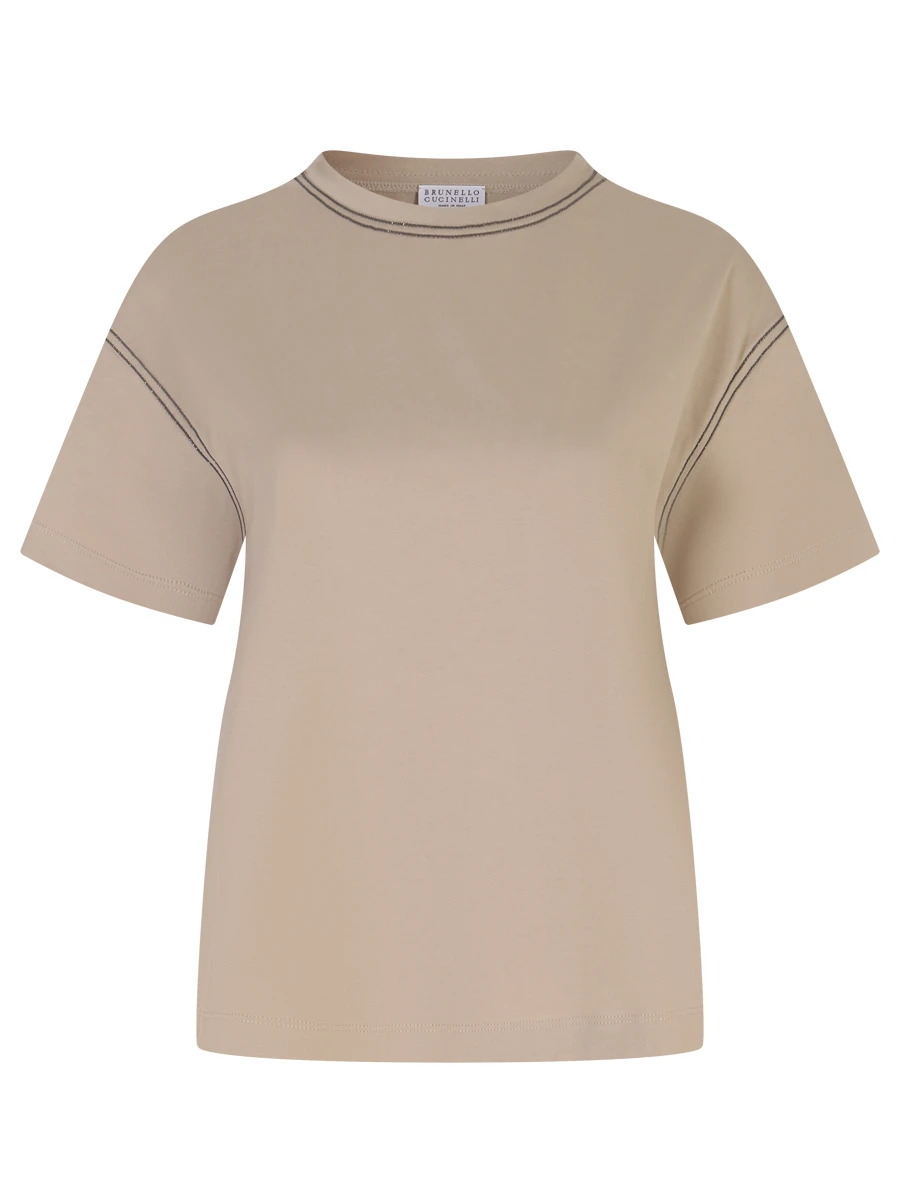 Футболка хлопковая BRUNELLO CUCINELLI M0A45B1003 C8695 Бежевый 