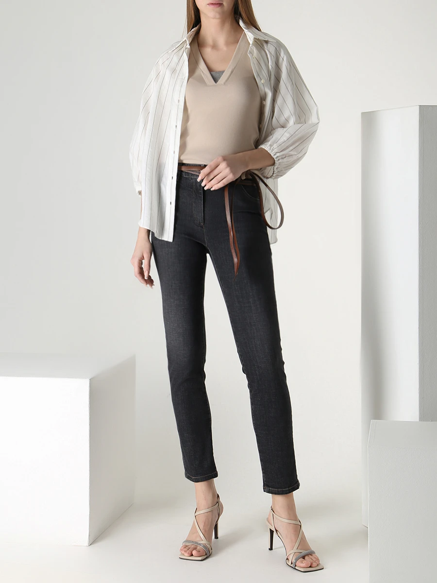 Футболка хлопковая BRUNELLO CUCINELLI M0TC8EL692 C8539 Бежевый  Фото 2