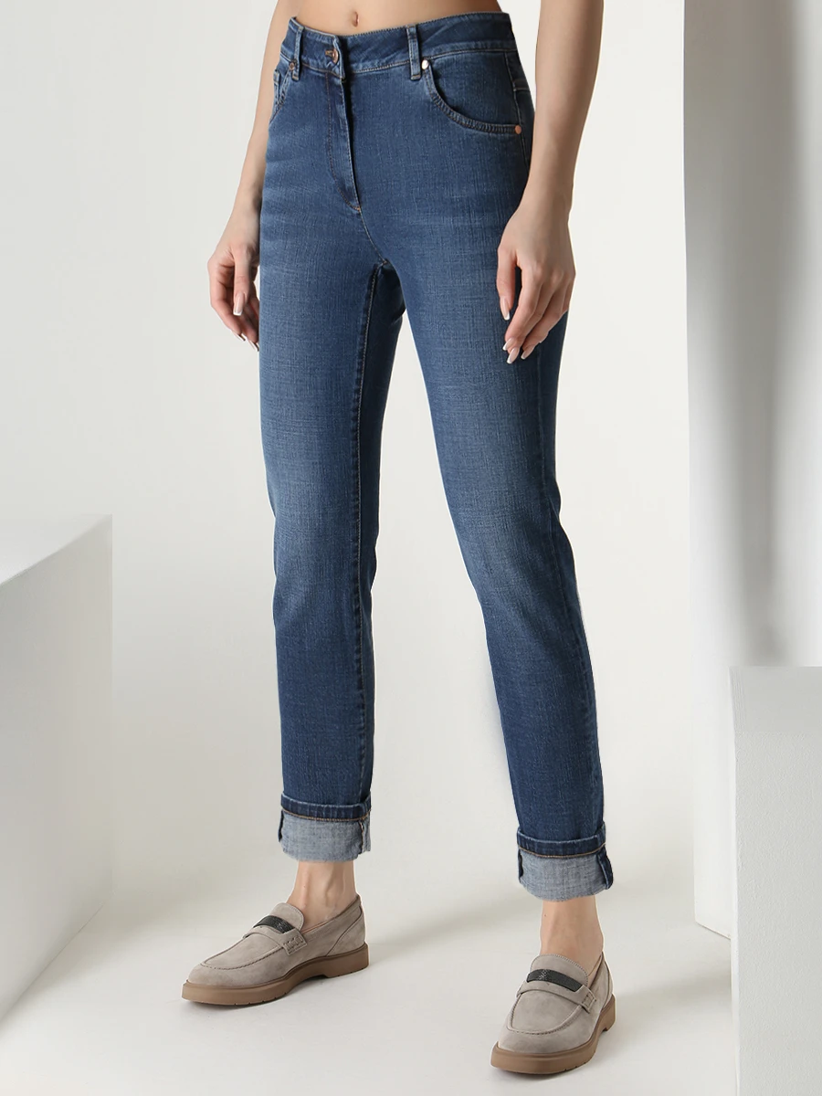 Джинсы Extra Skinny Fit хлопковые BRUNELLO CUCINELLI MB065P5679 C8339 Синий  Фото 4