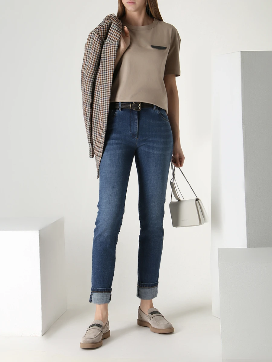 Джинсы Extra Skinny Fit хлопковые BRUNELLO CUCINELLI MB065P5679 C8339 Синий  Фото 2