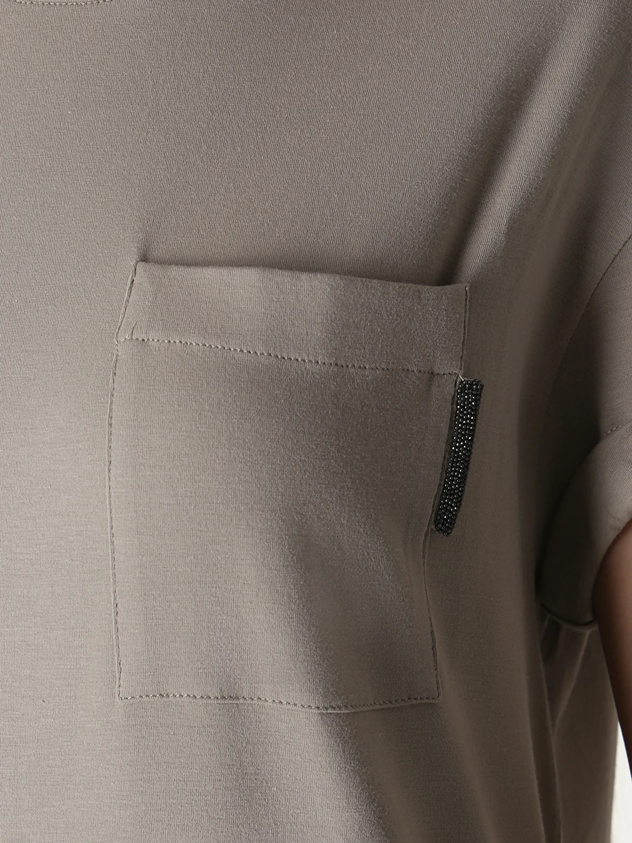 Футболка хлопковая BRUNELLO CUCINELLI M0T18BB300 C8694 Бежевый  Фото 5