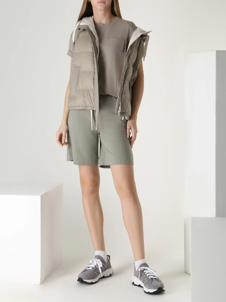 Футболка хлопковая BRUNELLO CUCINELLI M0T18BB300 C8694 Бежевый  Фото 2