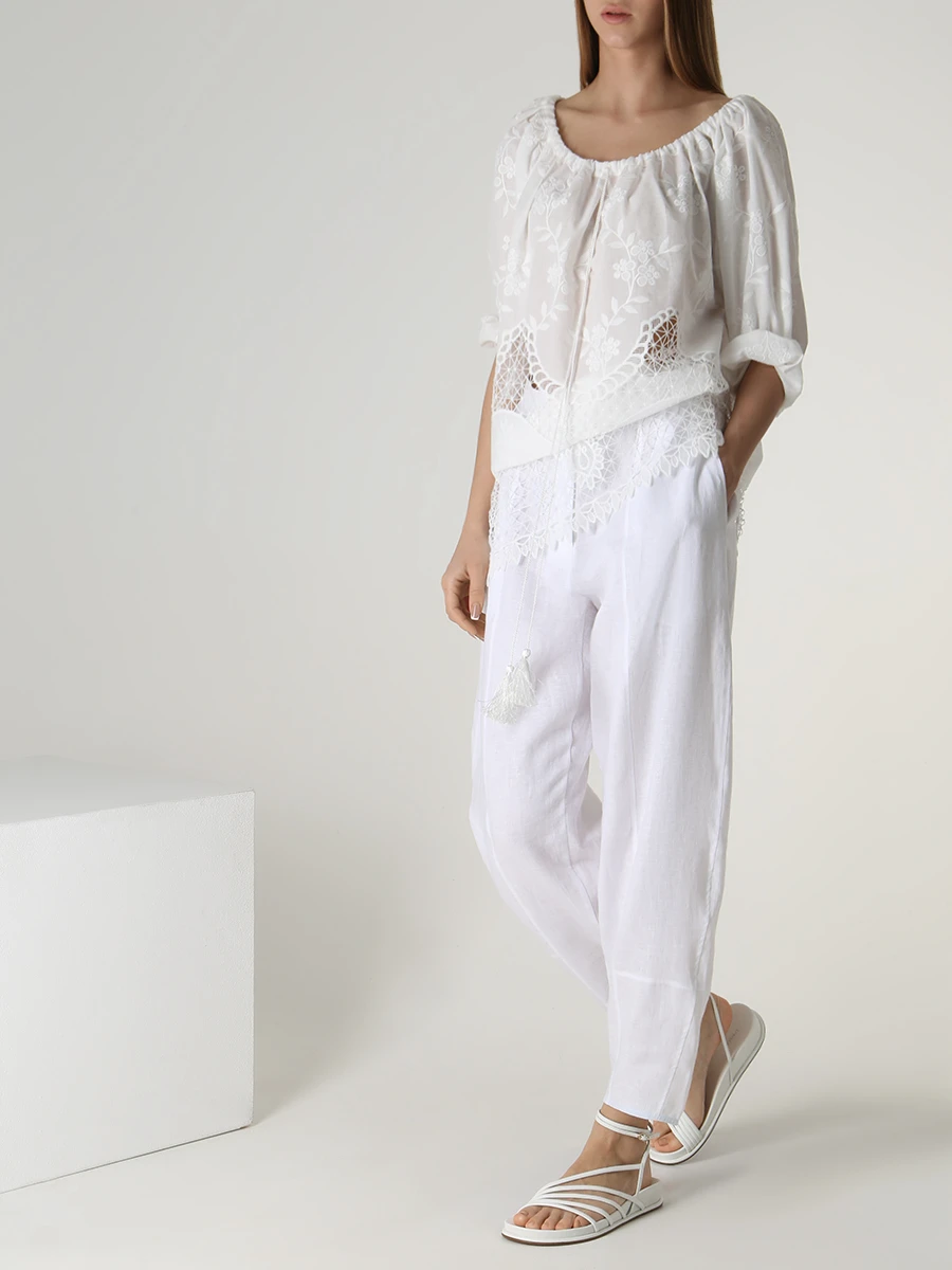 

Брюки льняные, Белый, 17PT614-LI-01