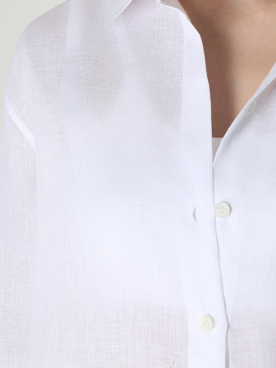 

Платье-рубашка льняное, Белый, D071/NL/WHITE