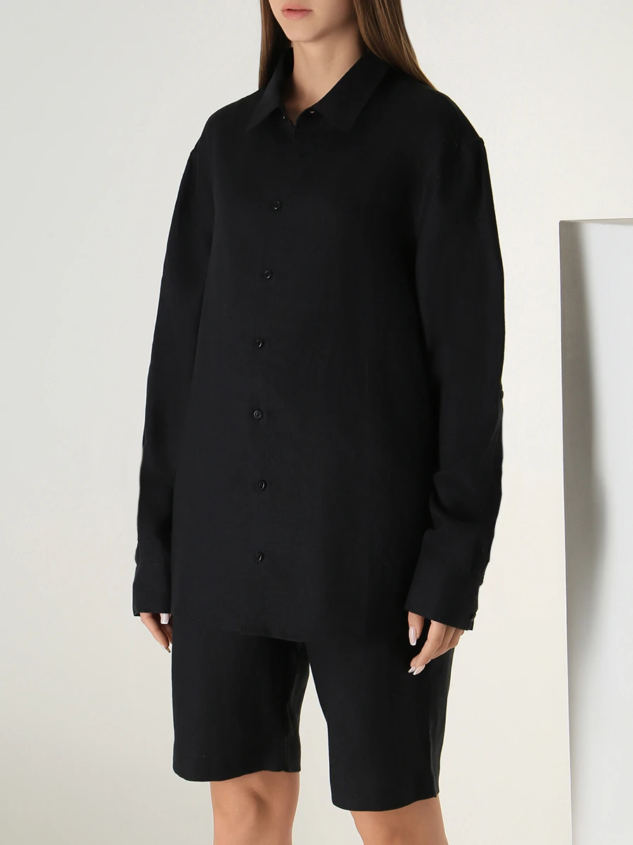 

Рубашка льняная, Черный, VB226022