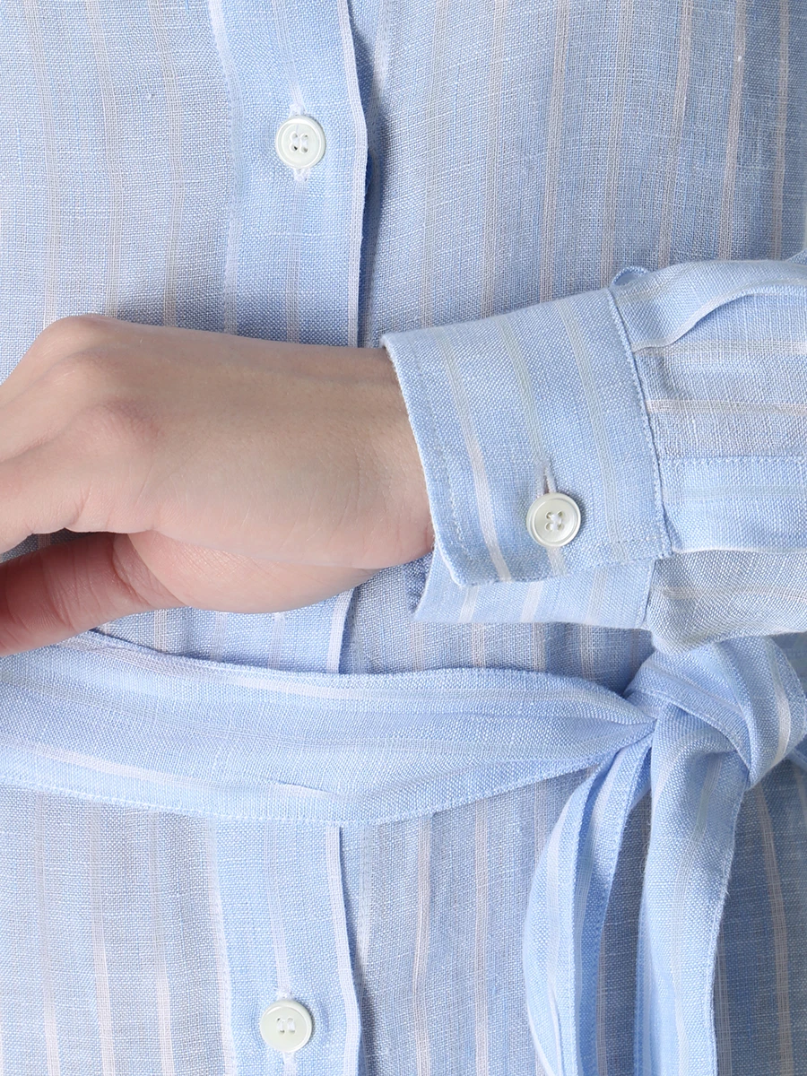 

Платье-рубашка льняное, Голубой, RITA 70D8 620