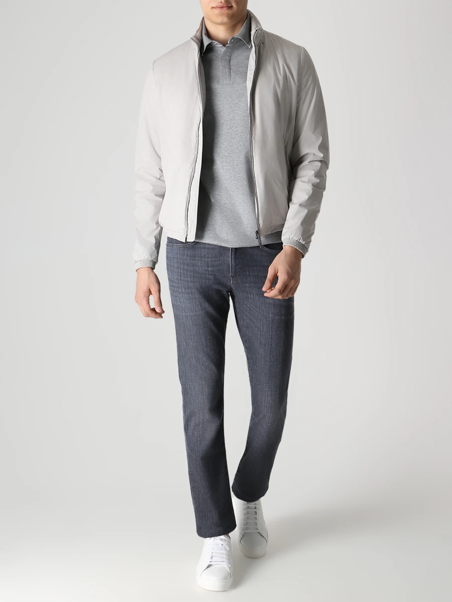 Поло Slim Fit хлопковое BOSS 50486203/041 Серый  Фото 2