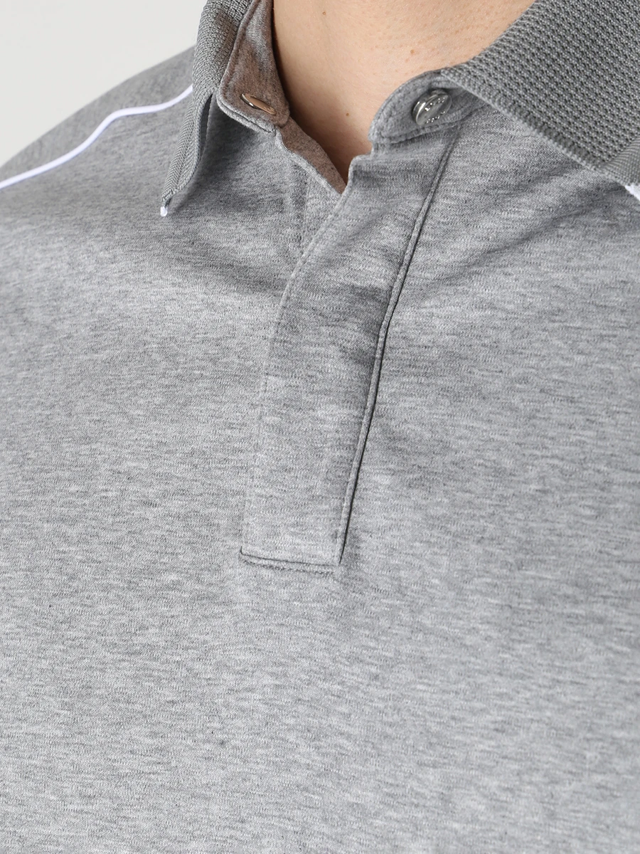 Поло Slim Fit хлопковое BOSS 50486203/041 Серый  Фото 5