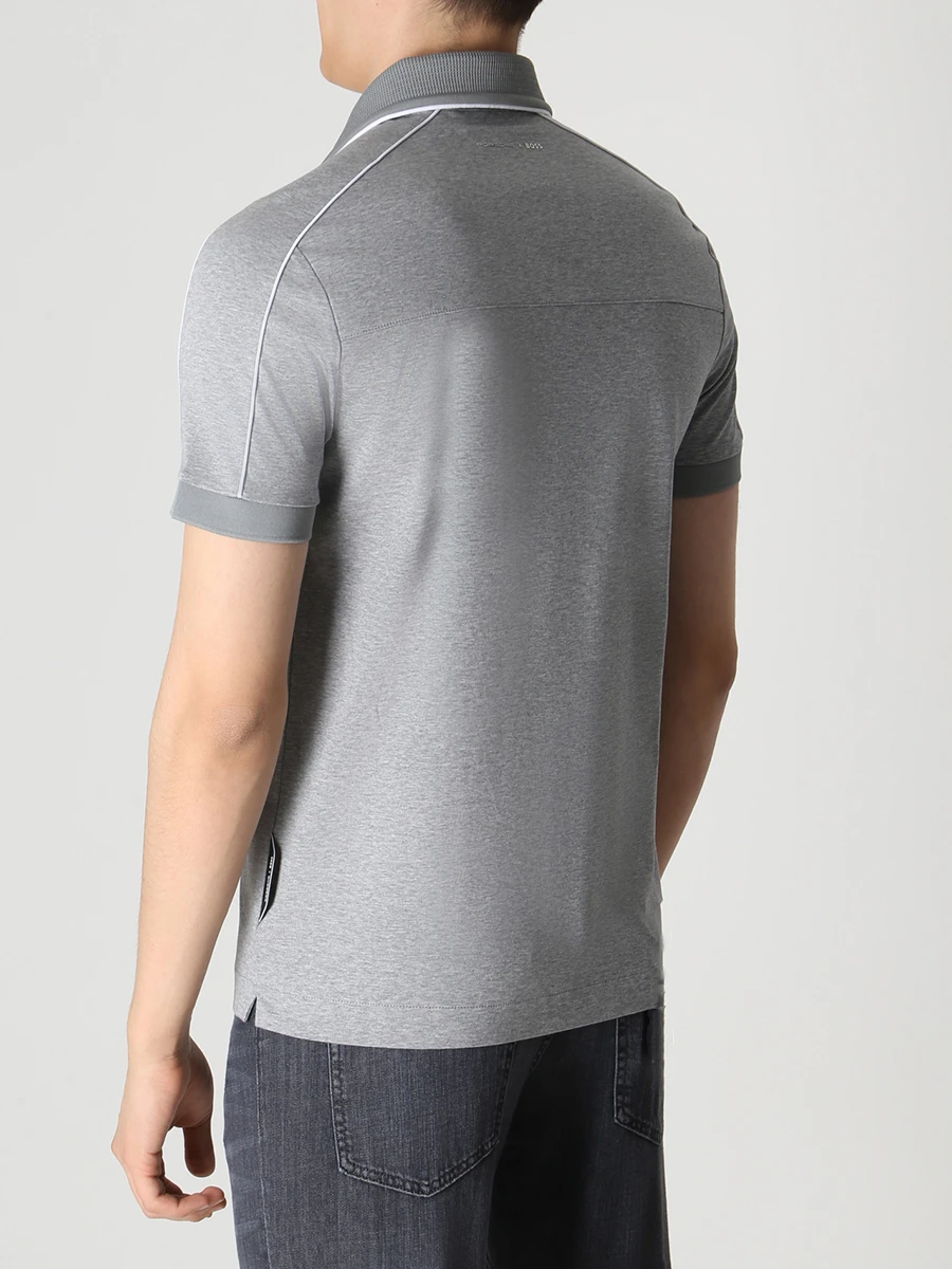 Поло Slim Fit хлопковое BOSS 50486203/041 Серый  Фото 3