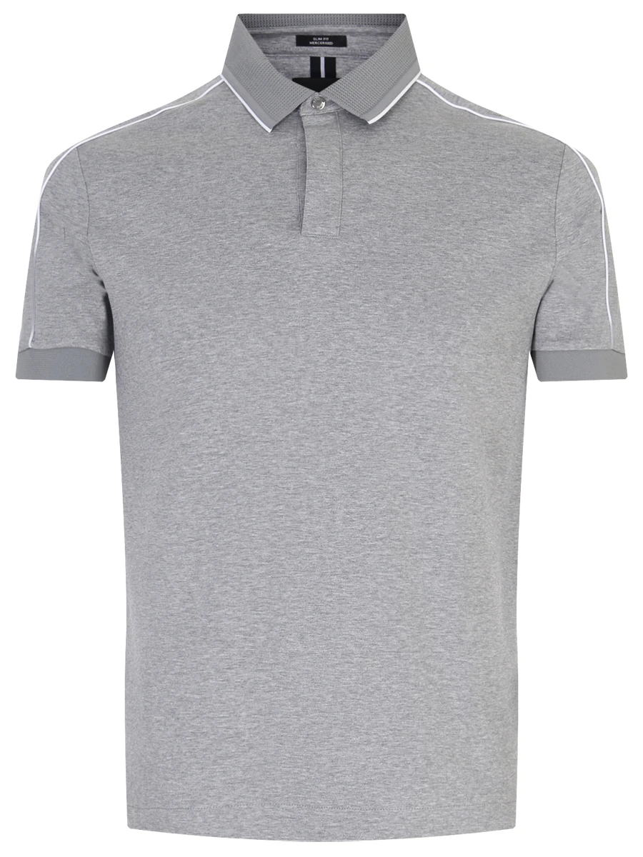 Поло Slim Fit хлопковое BOSS 50486203/041 Серый 