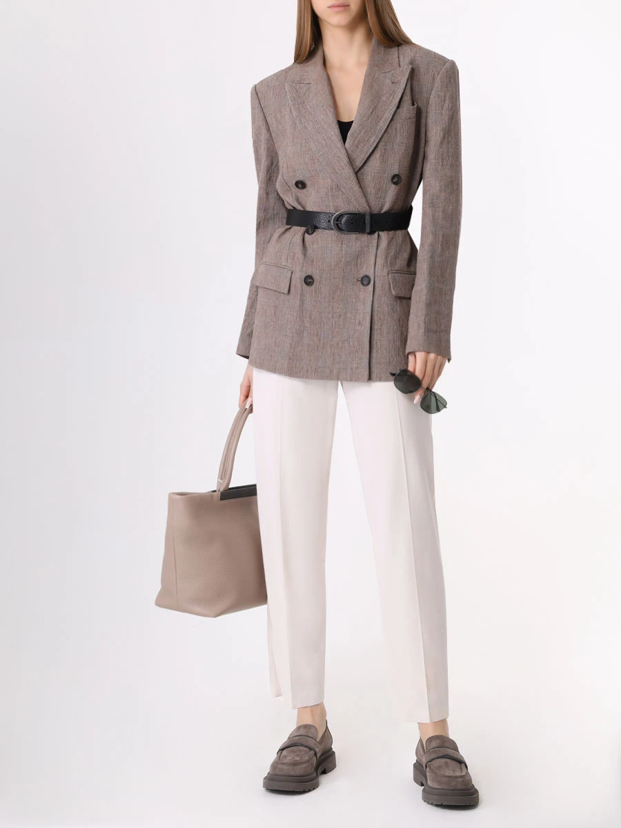 Брюки из вискозы и шерсти BRUNELLO CUCINELLI MH580P8287 C579 Кремовый  Фото 2