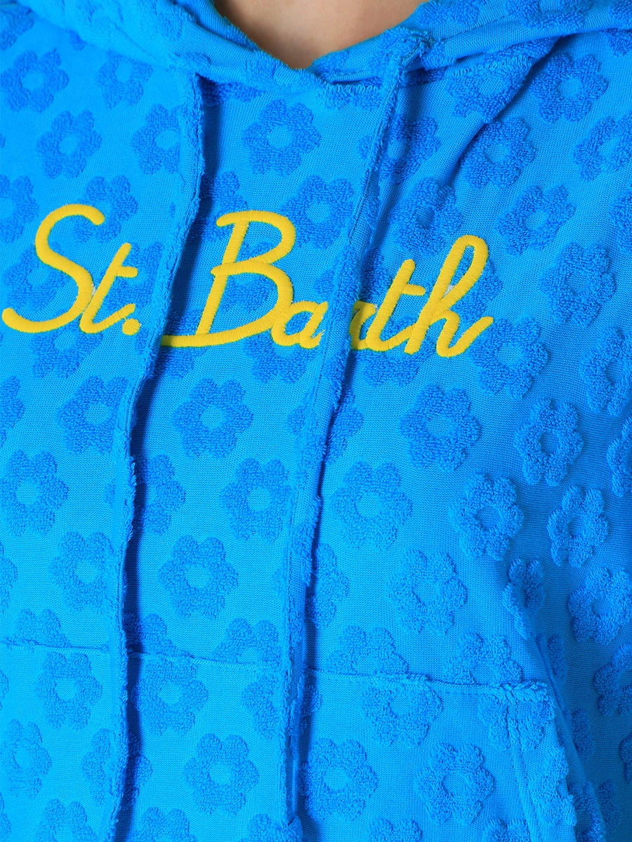 Худи хлопковое MC2 SAINT BARTH MARIKA TERRY EMBOSSED DAISY 32 Голубой  Фото 5