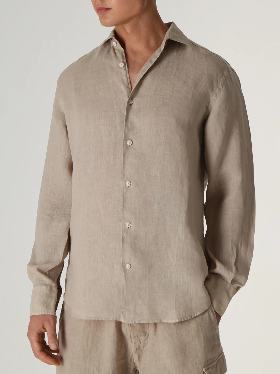 Рубашка Slim Fit льняная MC2 SAINT BARTH PAMPLONA 11, размер 48, цвет бежевый - фото 4