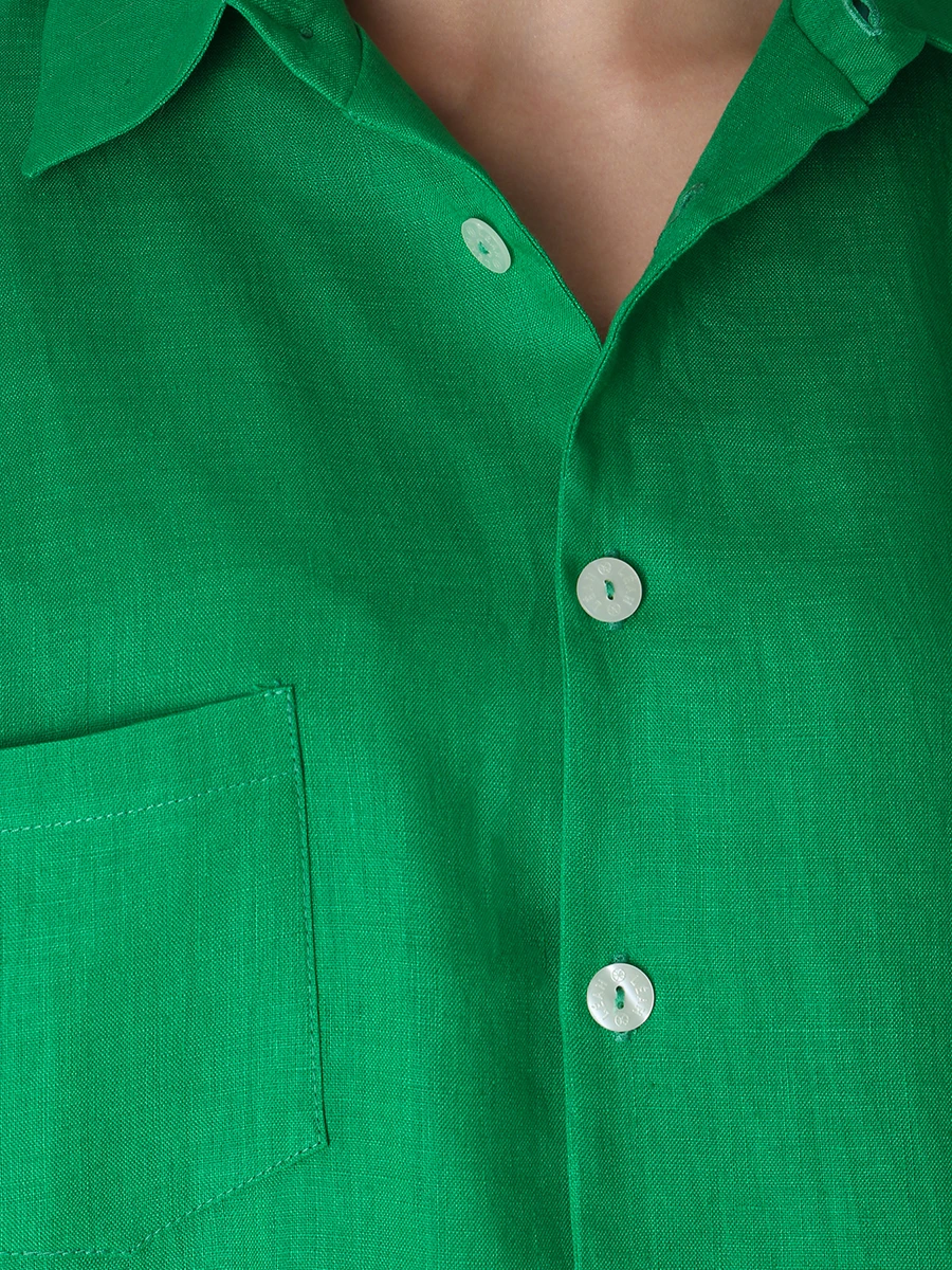 Рубашка льняная LEAH C034, размер 42, цвет зеленый - фото 5