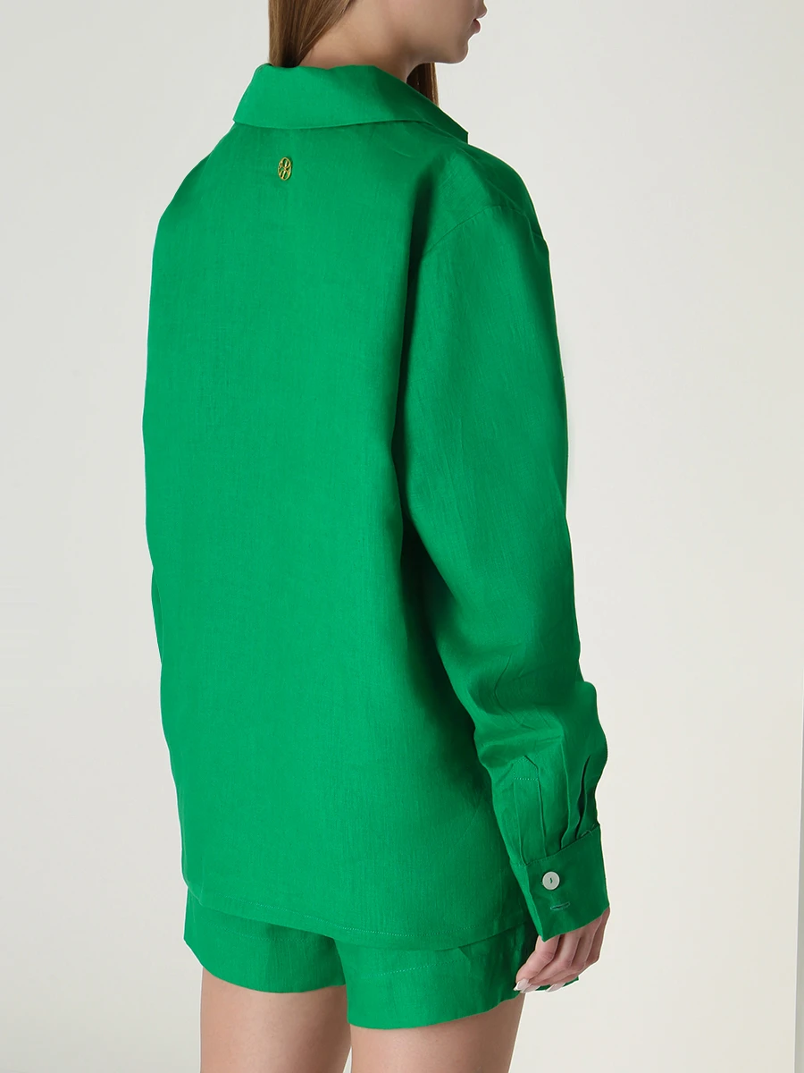Рубашка льняная LEAH C034, размер 42, цвет зеленый - фото 3