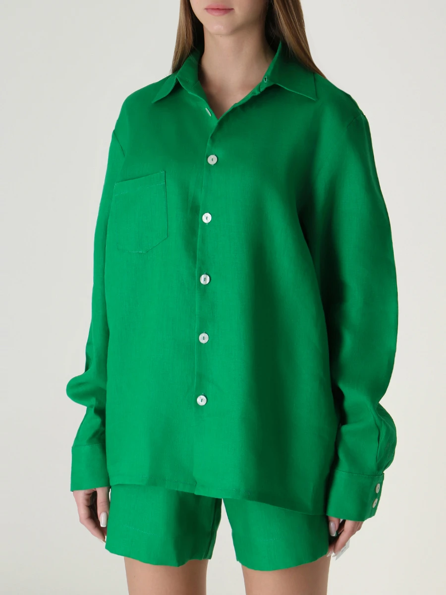 Рубашка льняная LEAH C034, размер 42, цвет зеленый - фото 4