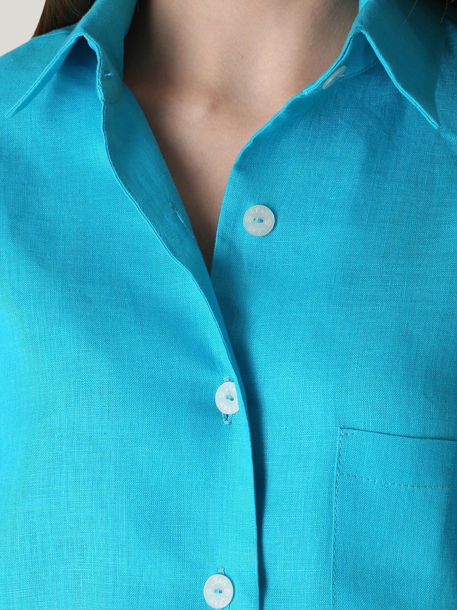 Рубашка льняная LEAH C034, размер 38, цвет голубой - фото 5
