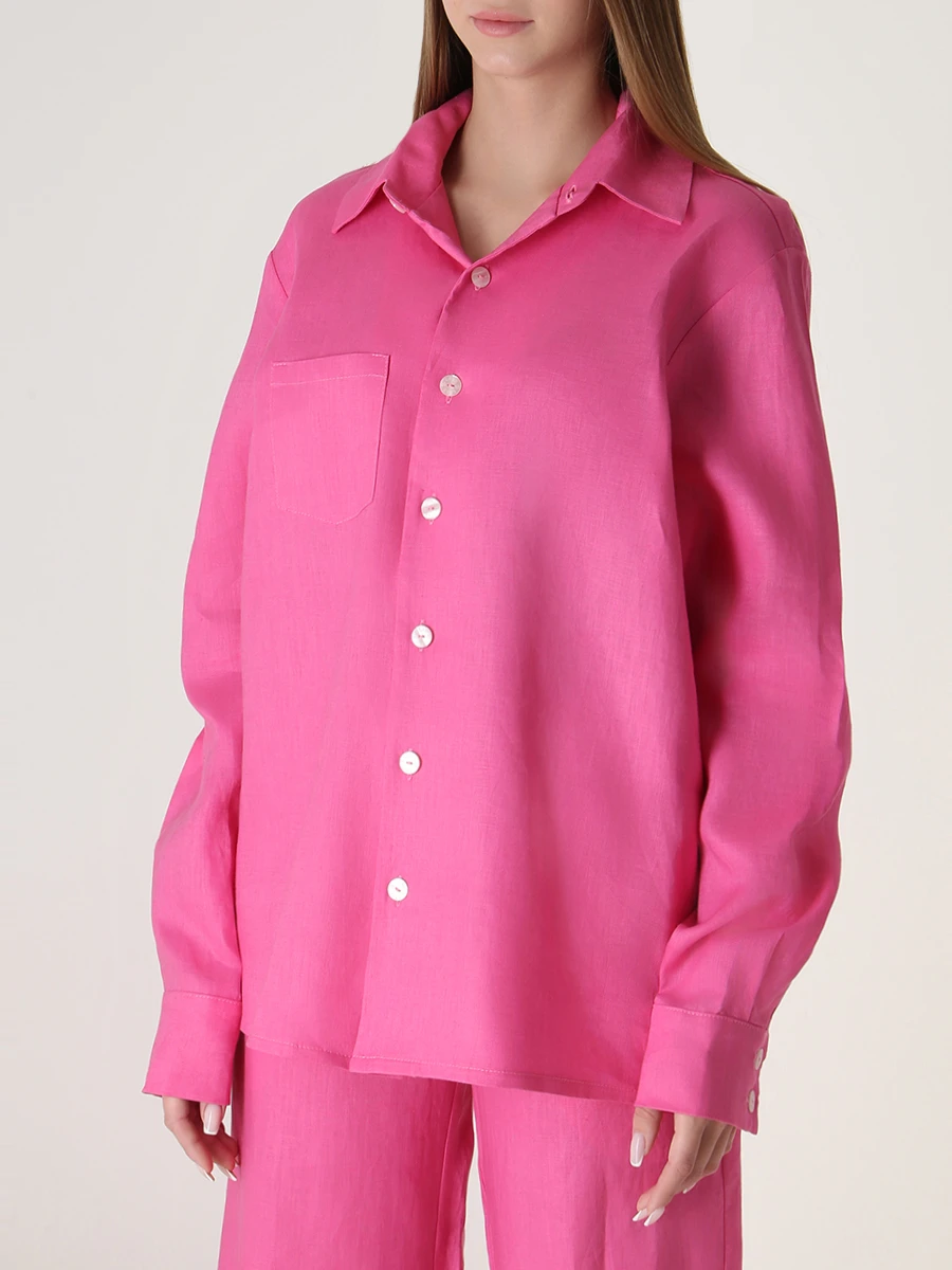 Рубашка льняная LEAH C034, размер 42, цвет розовый - фото 4