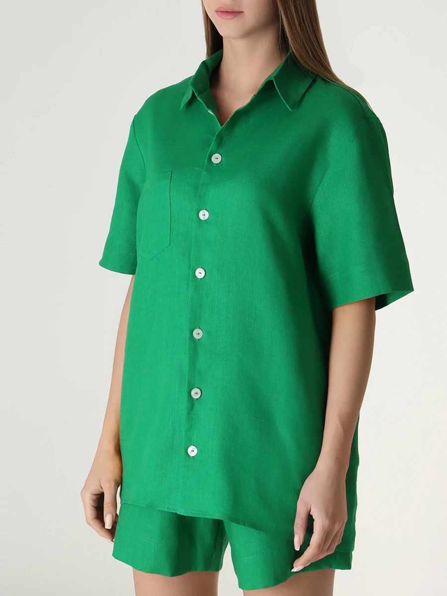 Рубашка льняная LEAH C049, размер 42, цвет зеленый - фото 4