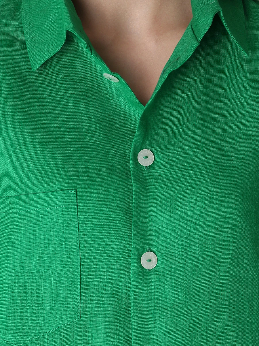 Рубашка льняная LEAH C049, размер 42, цвет зеленый - фото 5