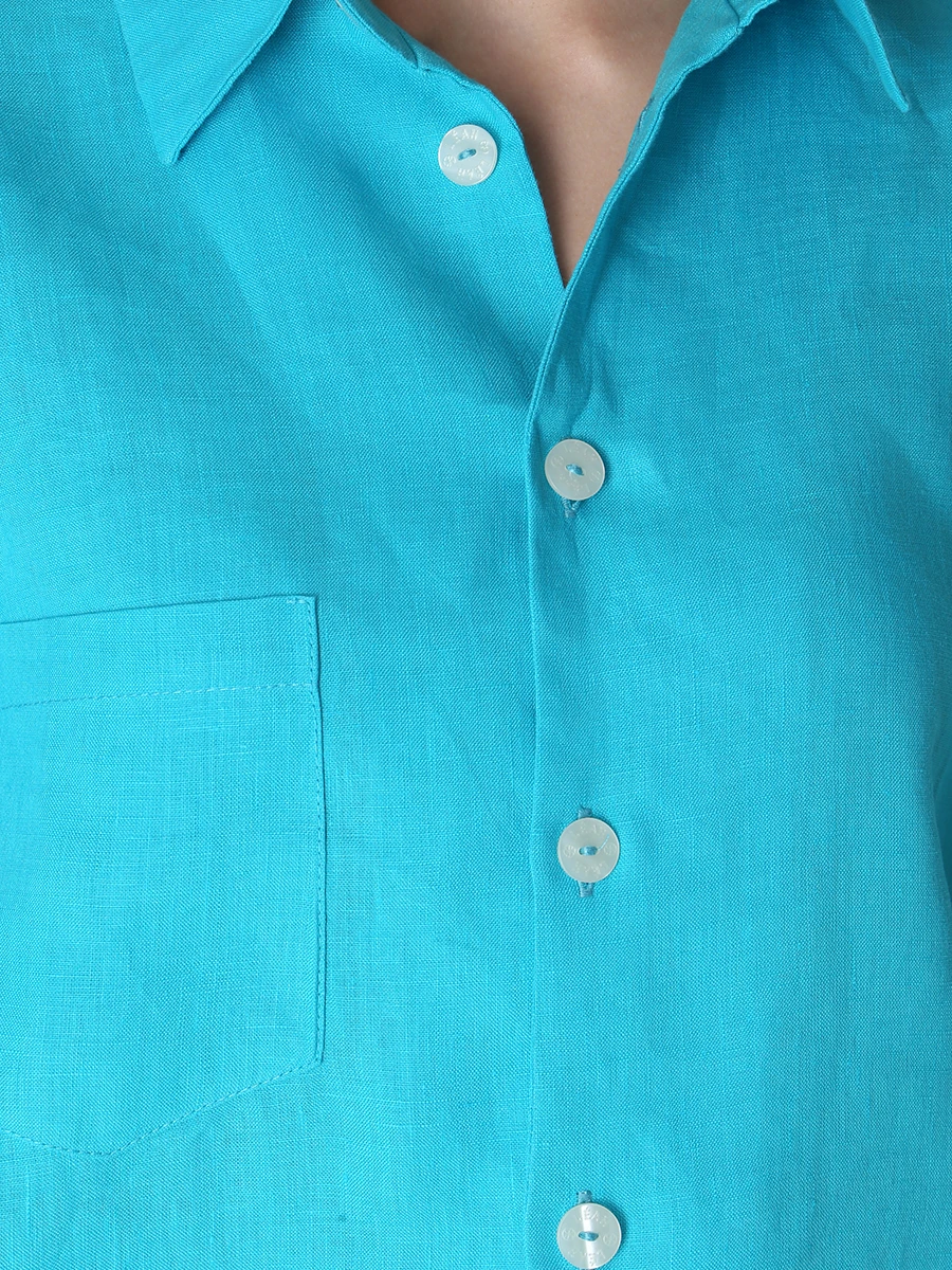 Рубашка льняная LEAH C049, размер 42, цвет голубой - фото 5