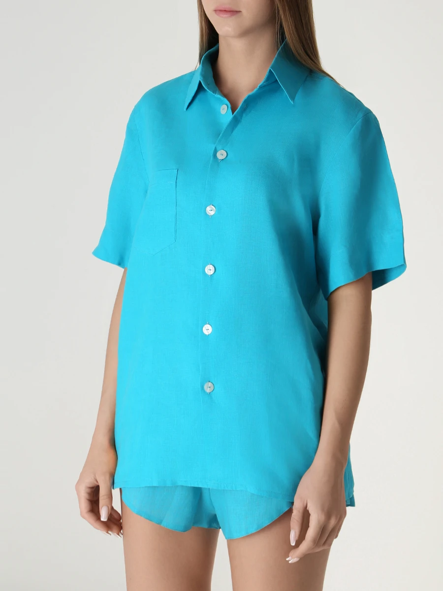 Рубашка льняная LEAH C049, размер 42, цвет голубой - фото 4