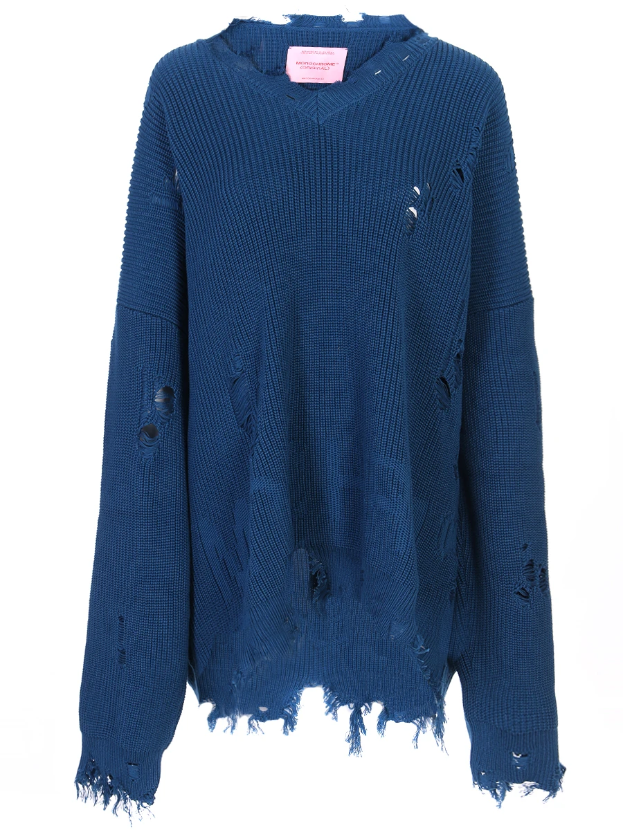 Пуловер хлопковый MONOCHROME SWEATER V-NECK GIPSY INDIGO, размер Один размер, цвет синий - фото 2