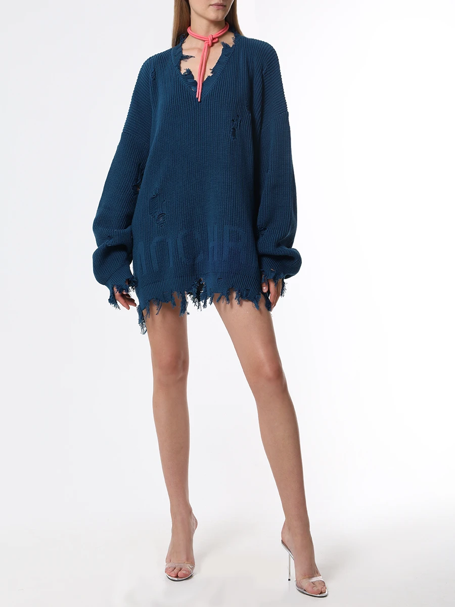 Пуловер хлопковый MONOCHROME SWEATER V-NECK GIPSY INDIGO, размер Один размер, цвет синий - фото 4