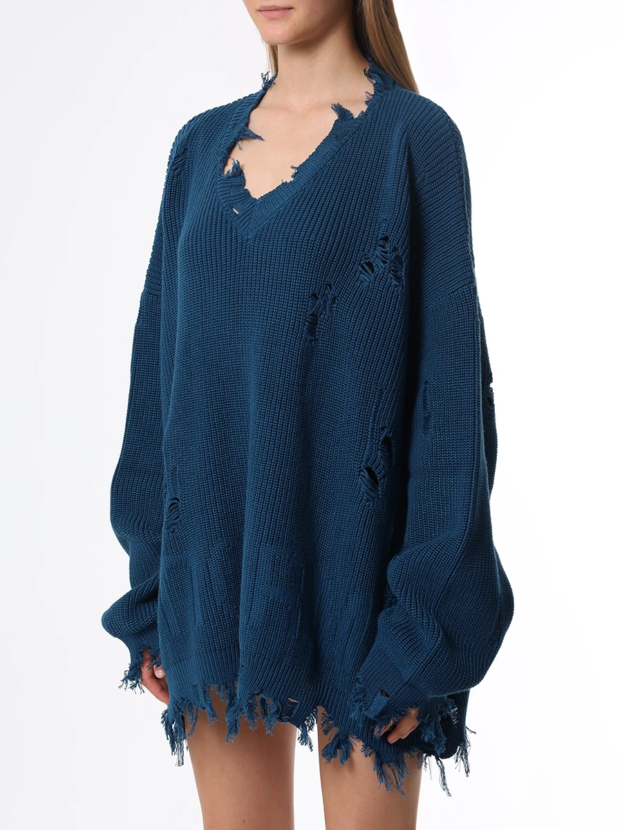 Пуловер хлопковый MONOCHROME SWEATER V-NECK GIPSY INDIGO, размер Один размер, цвет синий - фото 8
