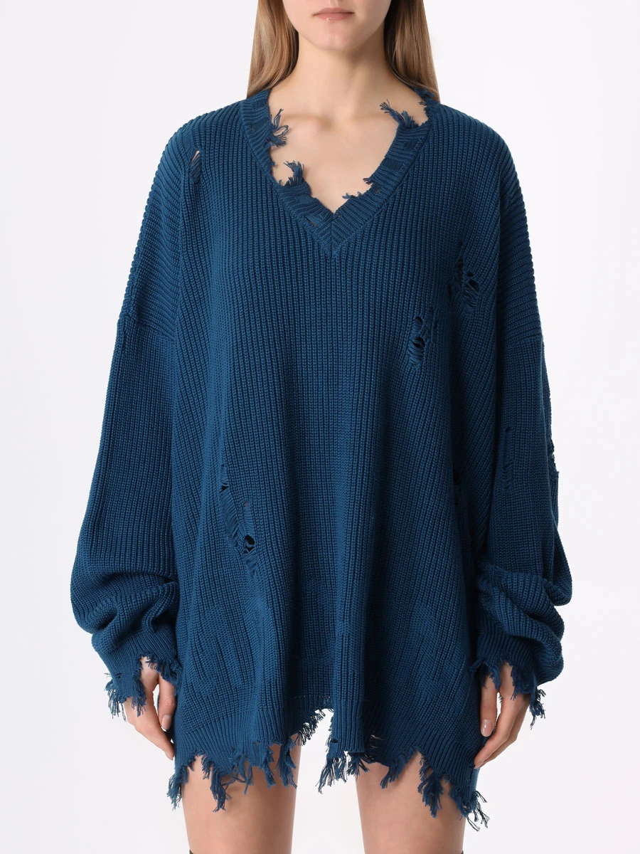 Пуловер хлопковый MONOCHROME SWEATER V-NECK GIPSY INDIGO, размер Один размер, цвет синий - фото 7