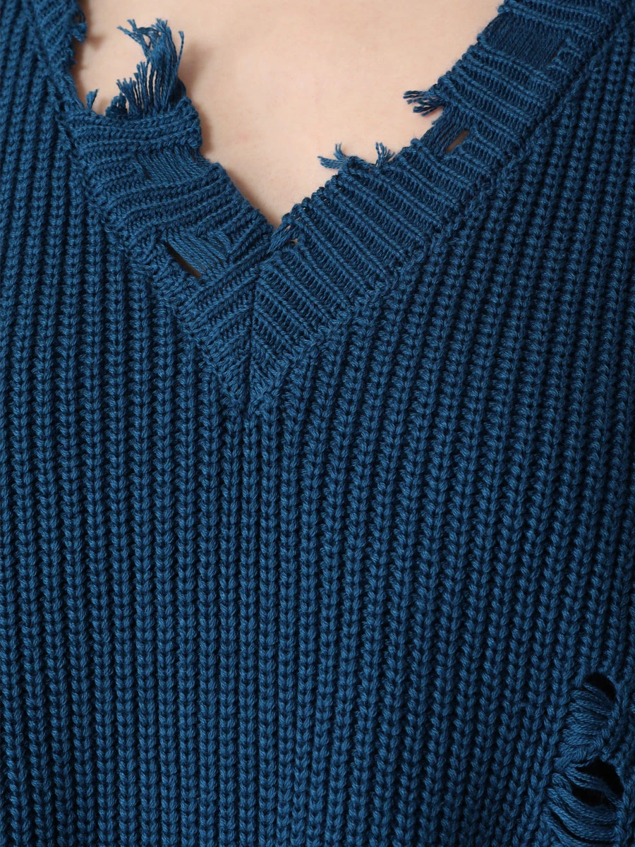 Пуловер хлопковый MONOCHROME SWEATER V-NECK GIPSY INDIGO, размер Один размер, цвет синий - фото 9
