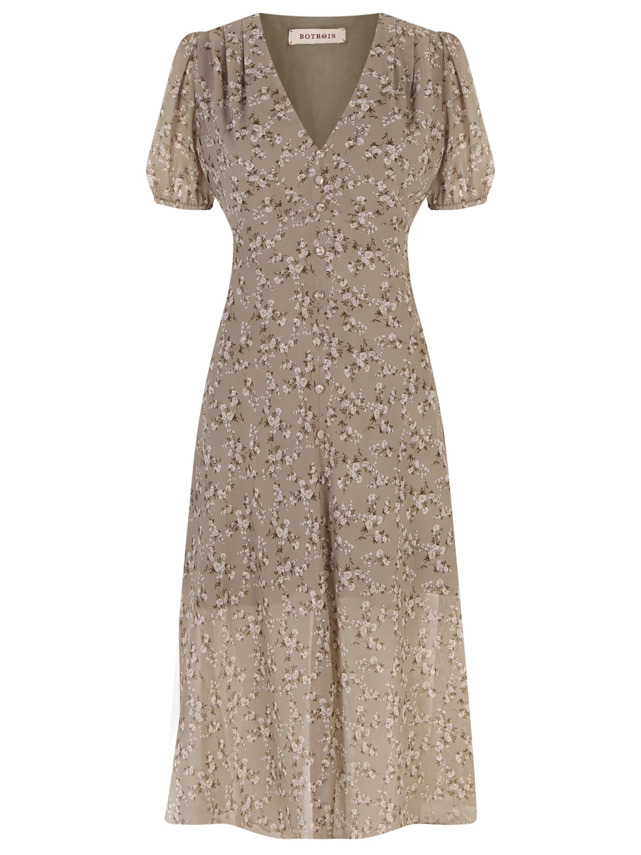 

Платье из вискозы Yasmine Midi Jardin, Цветочный принт, SKU00134010