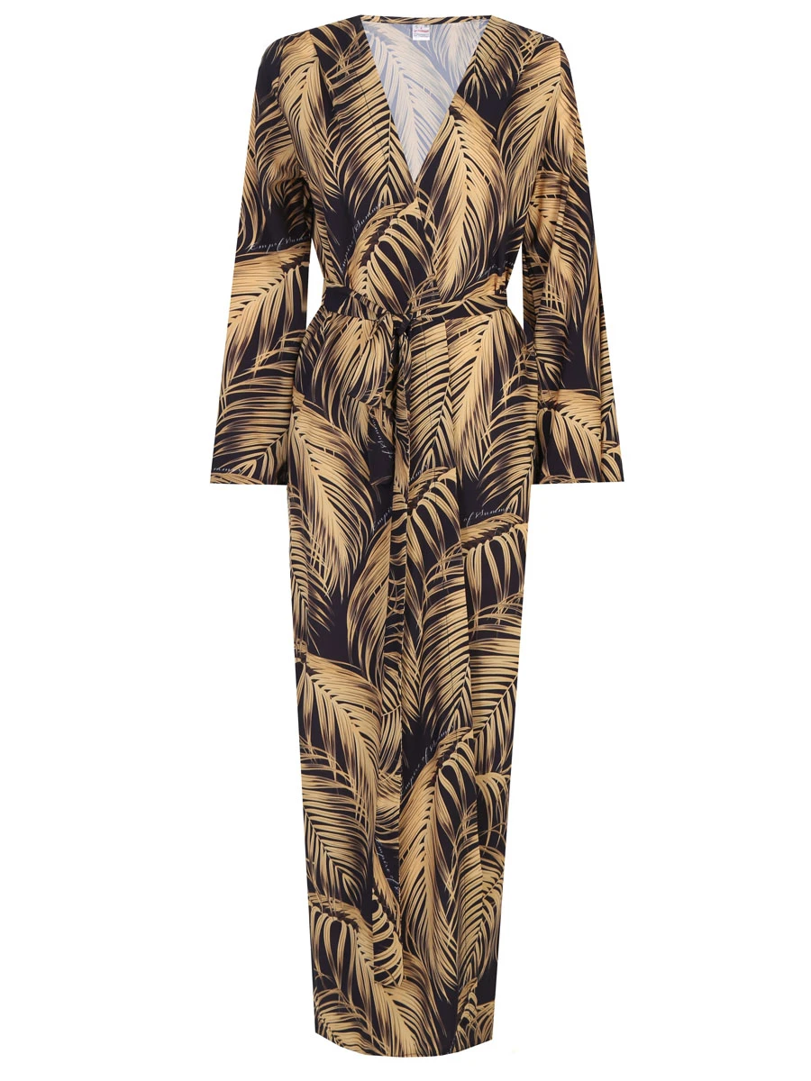 

Туника из вискозы, Черный, 4974 Листья Пальмы