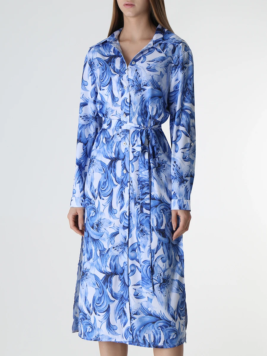 Платье-рубашка из вискозы EMPIRE OF SUMMER 5087 Лилия, размер 40, цвет голубой - фото 4