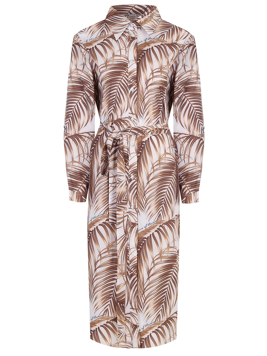 Платье-рубашка из вискозы EMPIRE OF SUMMER 5090 Листья пальмы, размер 42, цвет белый - фото 1