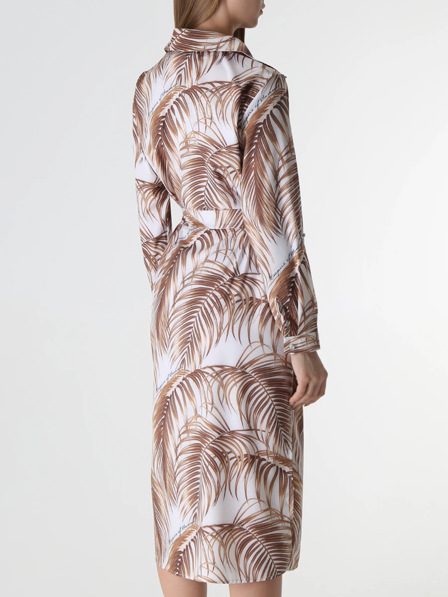 Платье-рубашка из вискозы EMPIRE OF SUMMER 5090 Листья пальмы, размер 42, цвет белый - фото 3