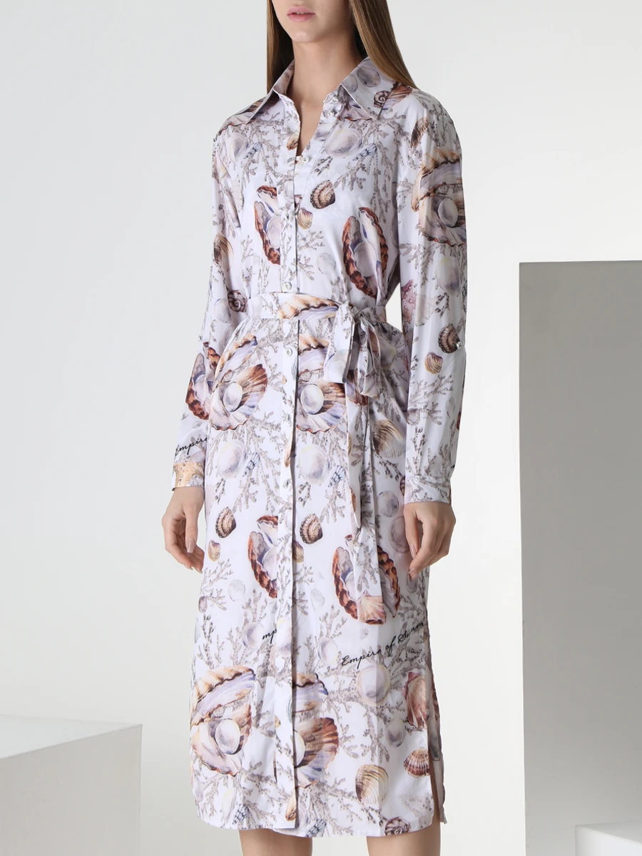 Платье-рубашка из вискозы EMPIRE OF SUMMER 5093 Морские грезы, размер 44, цвет белый - фото 4