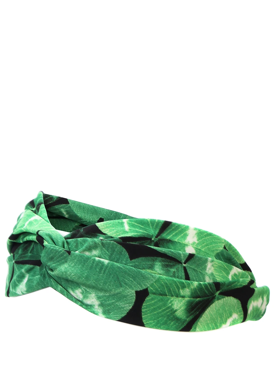 Повязка на голову из вискозы EMPIRE OF SUMMER ПШ096 клевер, размер Один размер, цвет зеленый