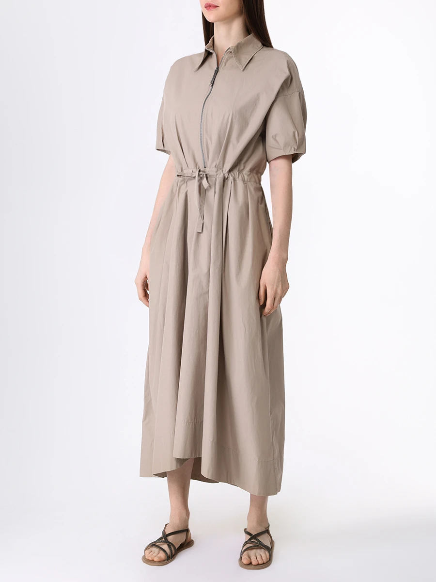 Платье однотонное BRUNELLO CUCINELLI ML183A5055 C8695 Бежевый  Фото 4