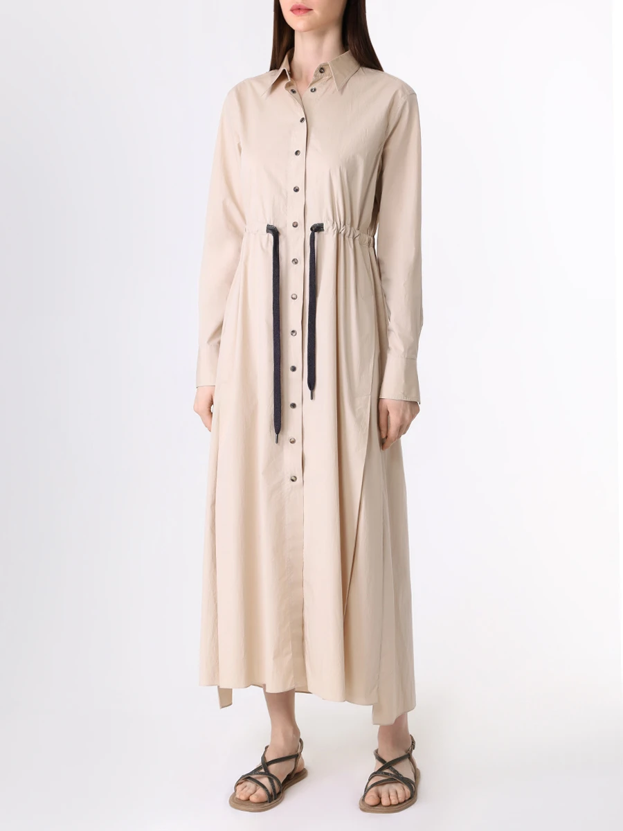 Платье хлопковое BRUNELLO CUCINELLI M0H93ANE62 C8617 Бежевый  Фото 4