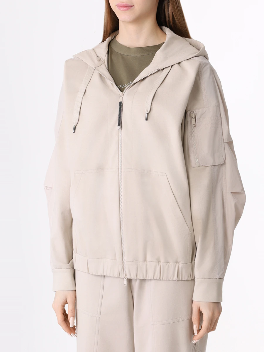 Олимпийка хлопковая BRUNELLO CUCINELLI MH827ST206 C8710 Бежевый  Фото 4