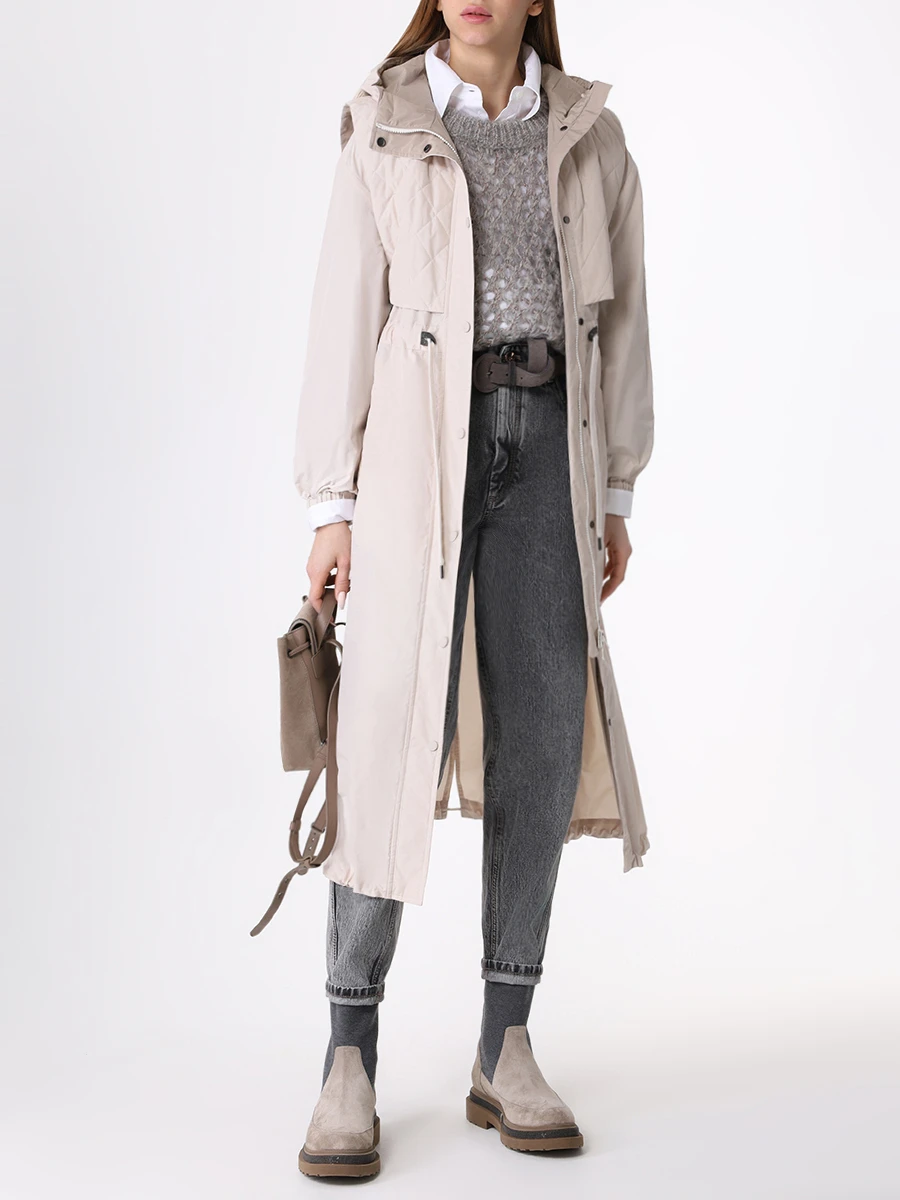 Плащ однотонный BRUNELLO CUCINELLI MB5749519 C7460 Бежевый  Фото 2